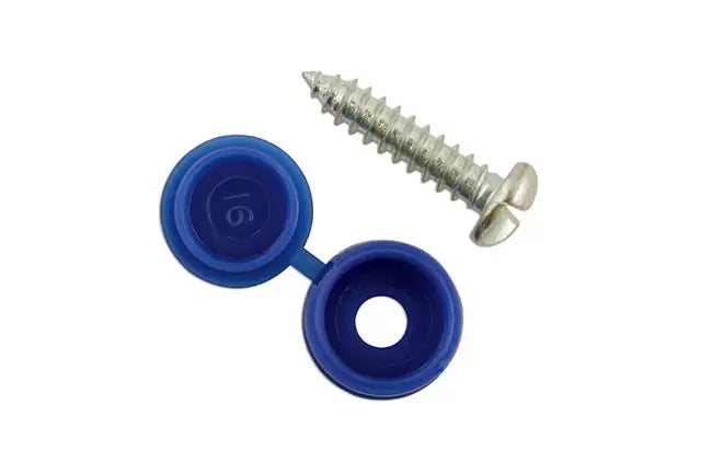 Connect - 30336 - Number Plate Security Screws 6 x 20mm Blue Cap 100pc