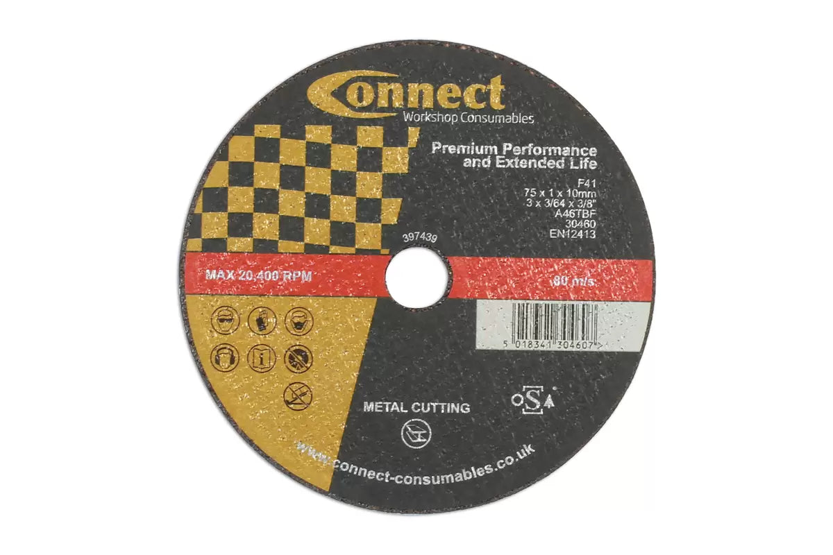Connect - 30460 - Extra Thin Cutting Discs 75mm x 1.0mm 10pc