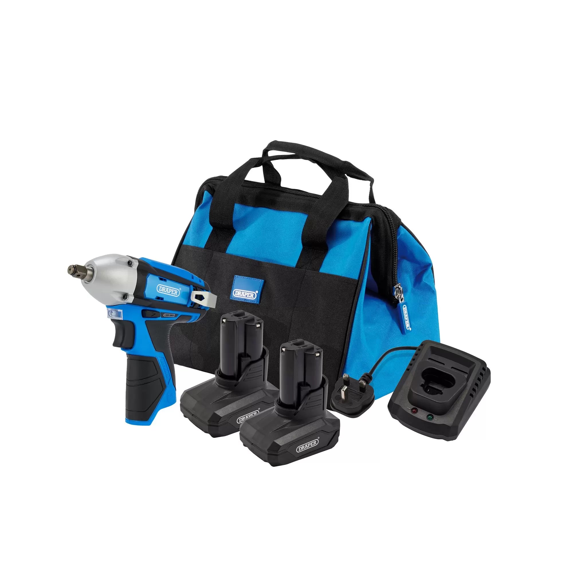 Draper Tools - 30604 - 12V Impact Wrench Kit, 2 x 4.0Ah, 1 x Fast Charger, 1 x Tool Bag
