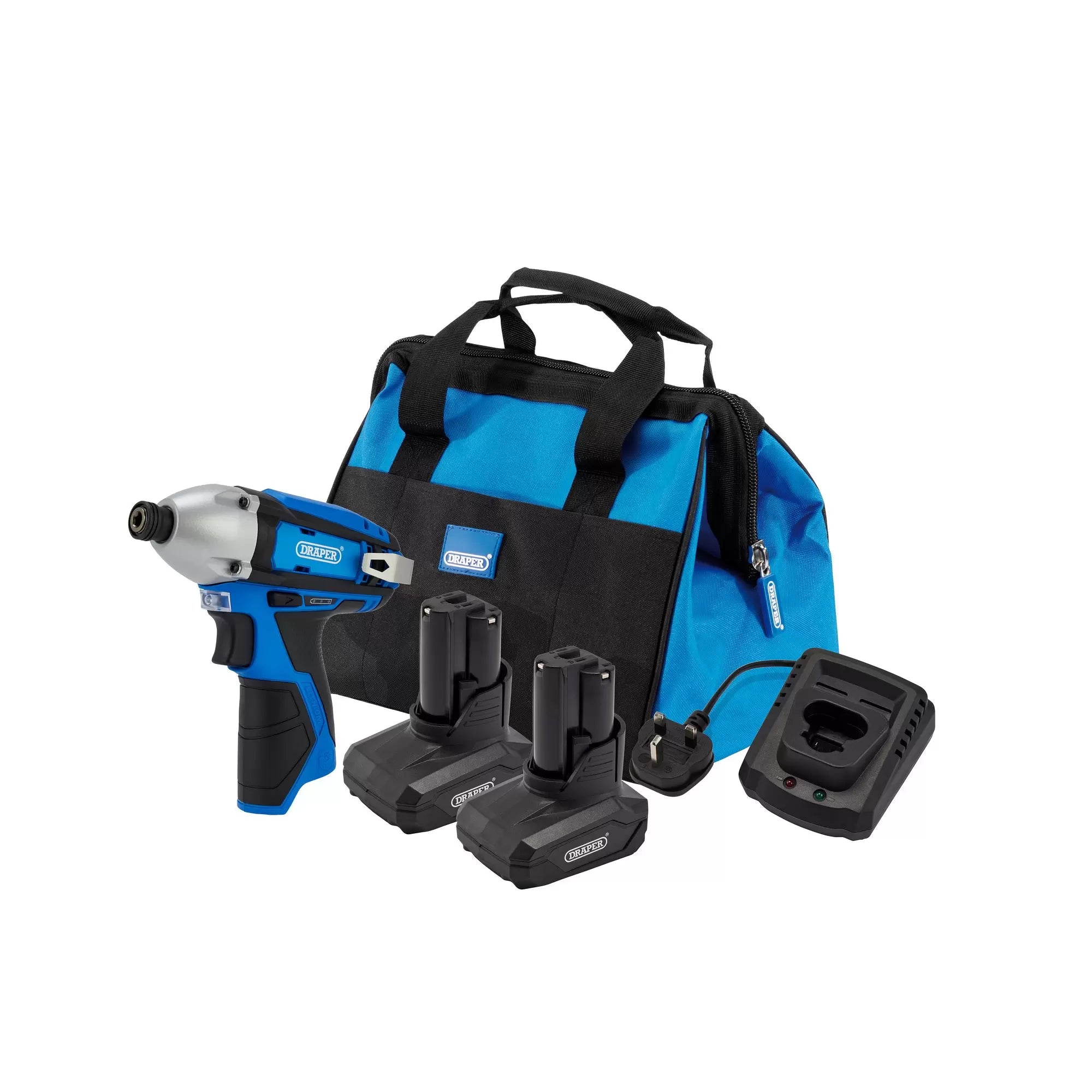 Draper Tools - 30605 - 12V Impact Driver Kit, 2 x 4.0Ah, 1 x Fast Charger, 1 x Tool Bag
