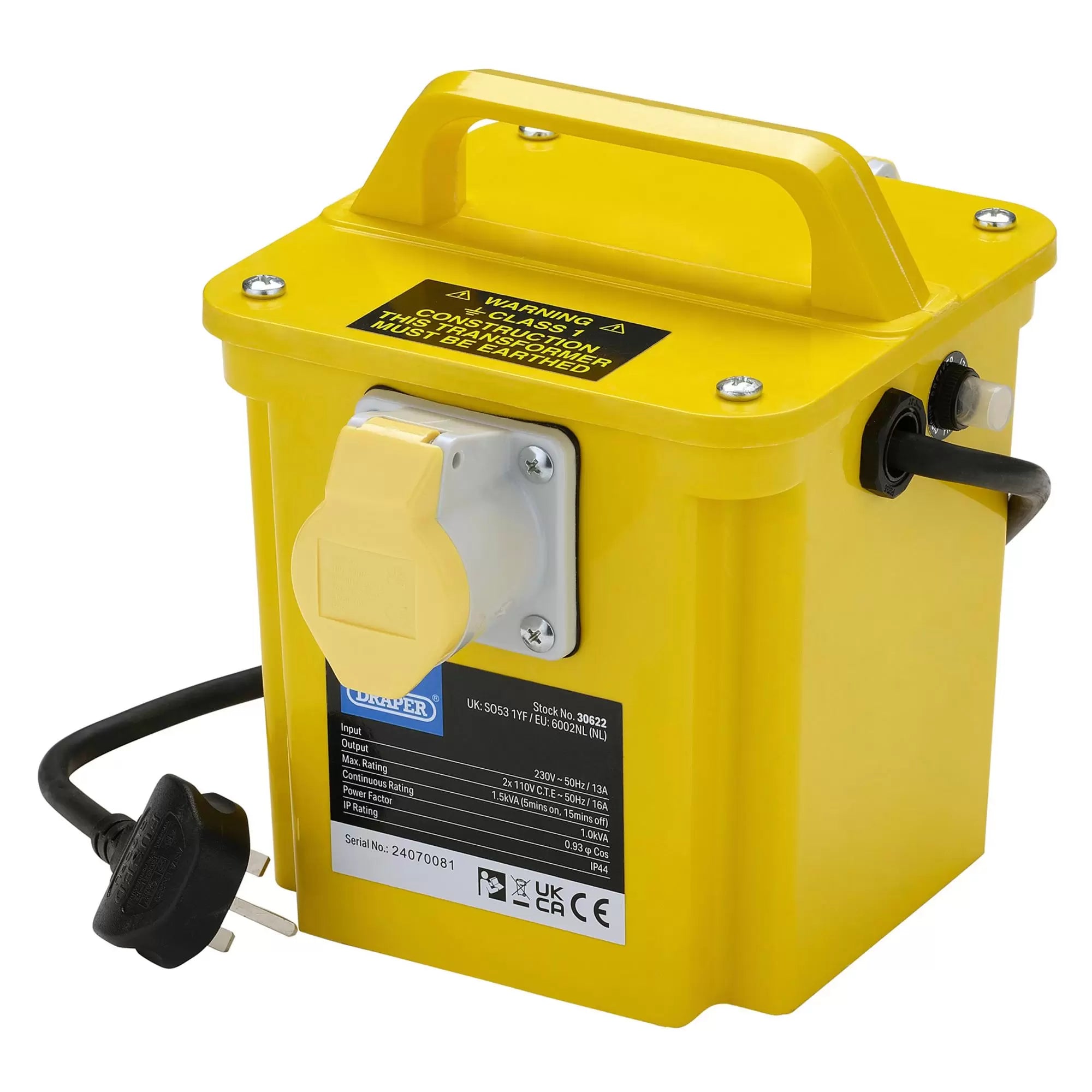 Draper Tools - 30622 - 110V Portable Transformer, 1.5kVA