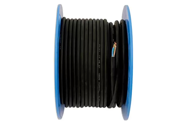 Black 3 Core Mains Cable 15A 50m