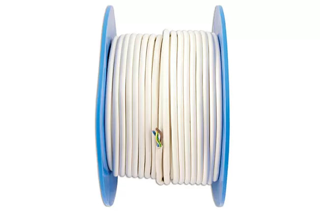 White 3 Core Mains Cable 6A 50m