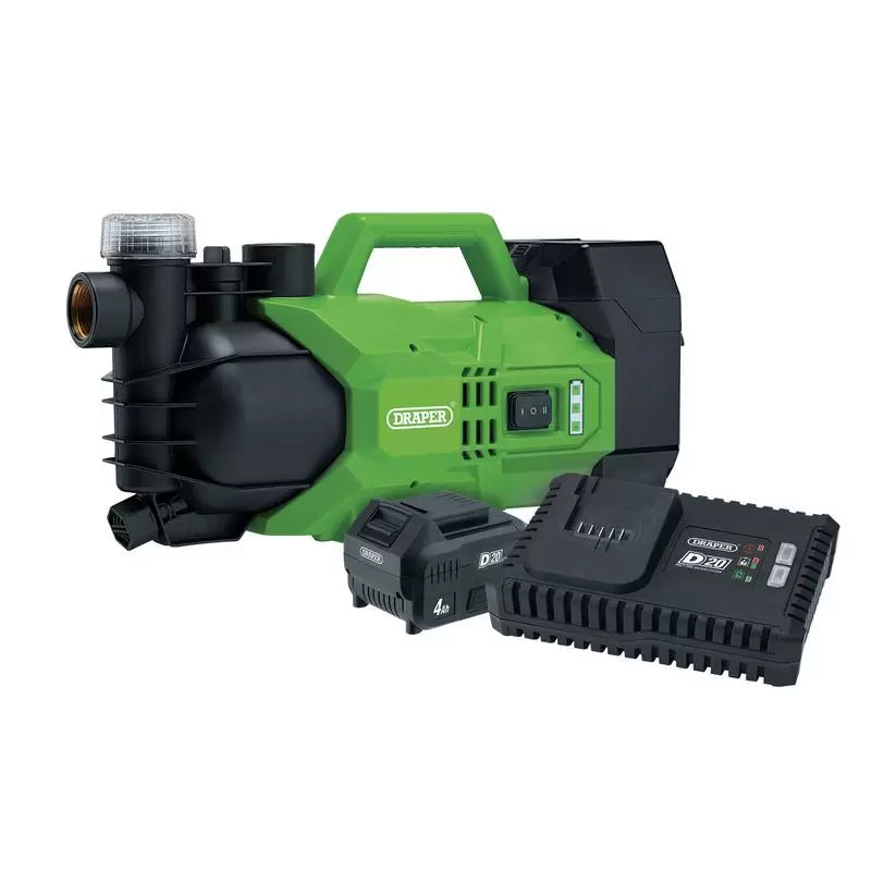 Draper Tools - 30872 - D20 20V Water Pump, 2800L/h, 180W, 1 x 4.0Ah Battery, 1 x Fast Charger