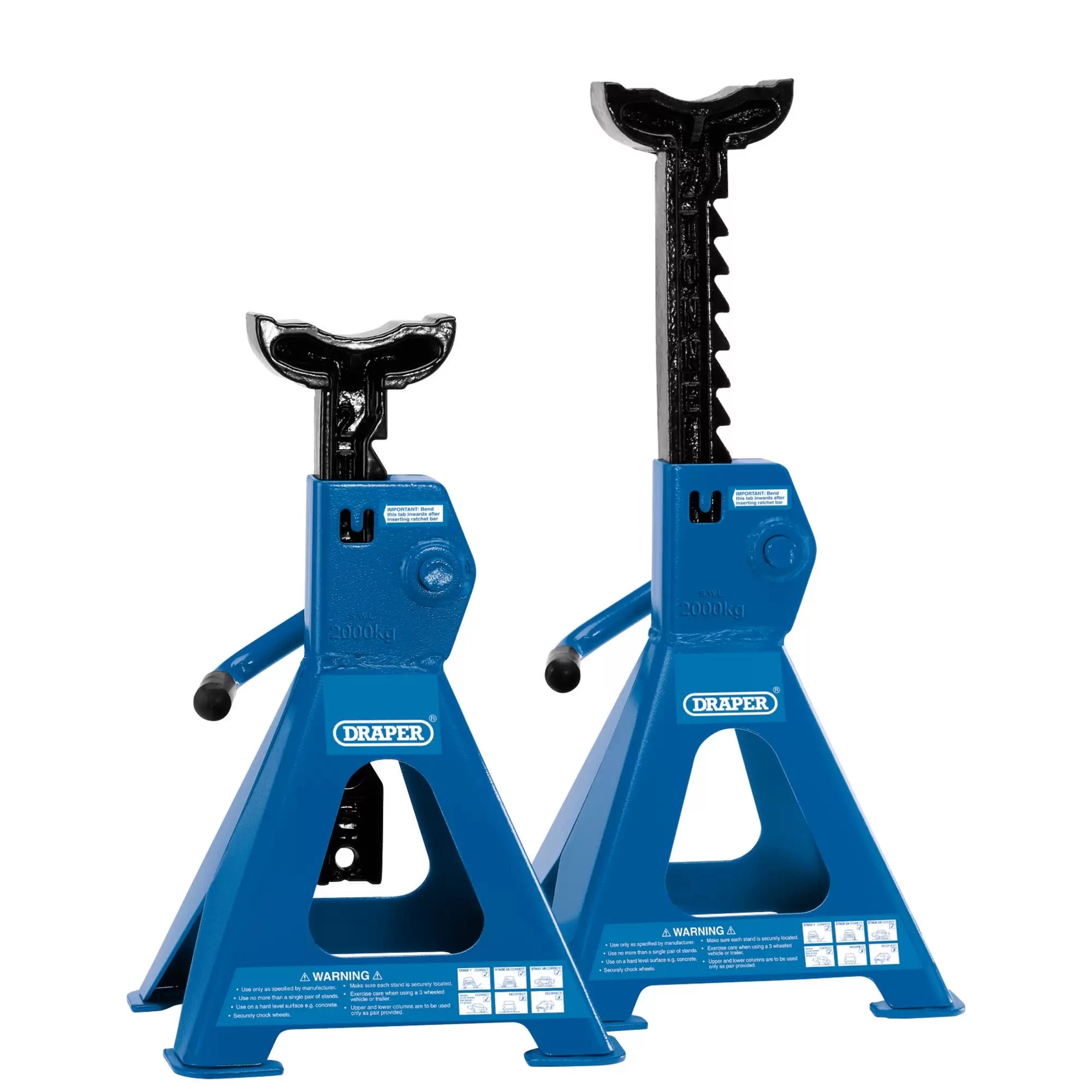 Draper Tools - 30878 - Ratchet Axle Stands, 2 Tonne (Pair)