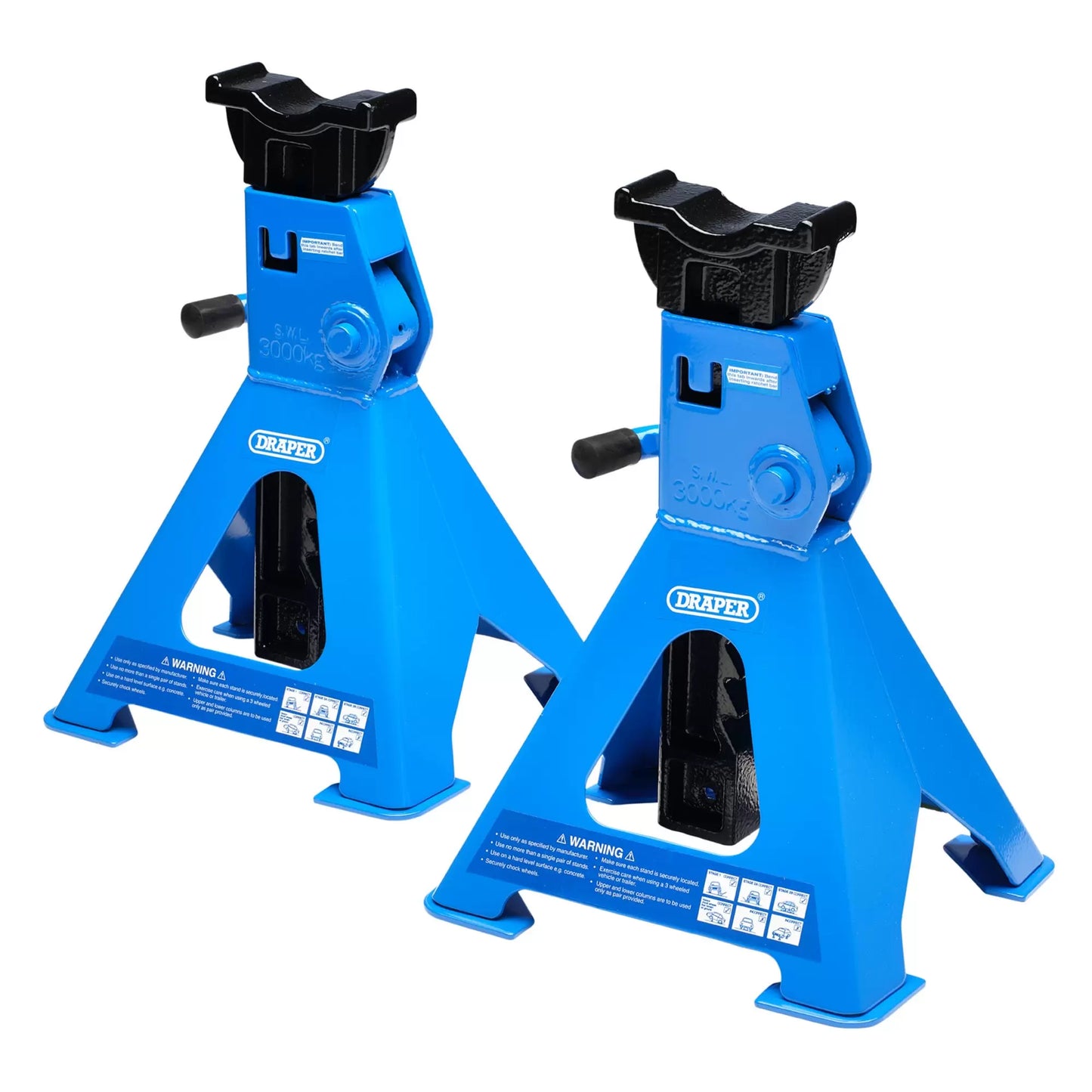 Draper Tools - 30881 - Ratchet Axle Stands, 3 Tonne (Pair)