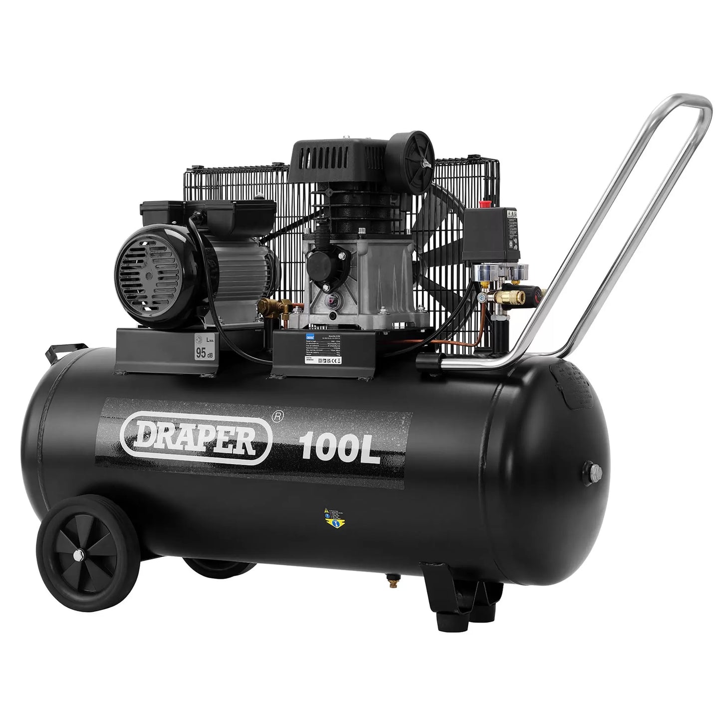 Draper Tools - 31254 - 230V 100L Belt-Driven Air Compressor, 2.2kW/3HP