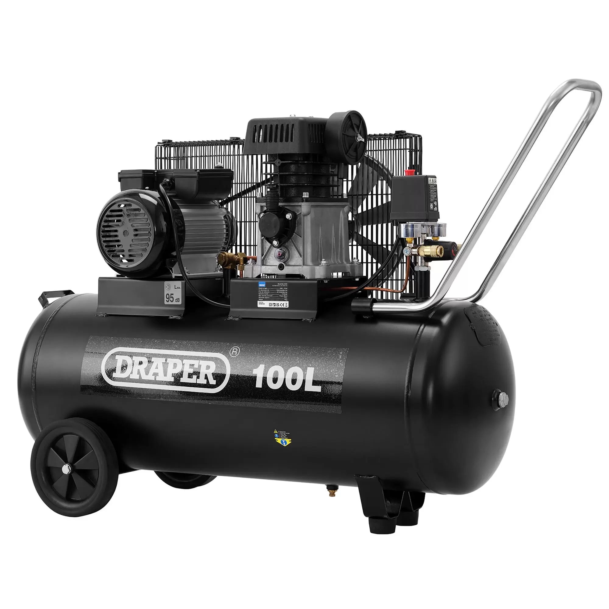 Draper Tools - 31254 - 230V 100L Belt-Driven Air Compressor, 2.2kW/3HP