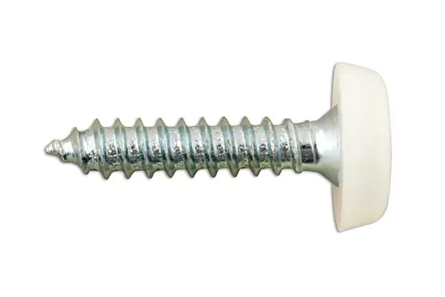 Connect - 31546 - Number Plate Screw 10 x 1" White Polytop 100pc