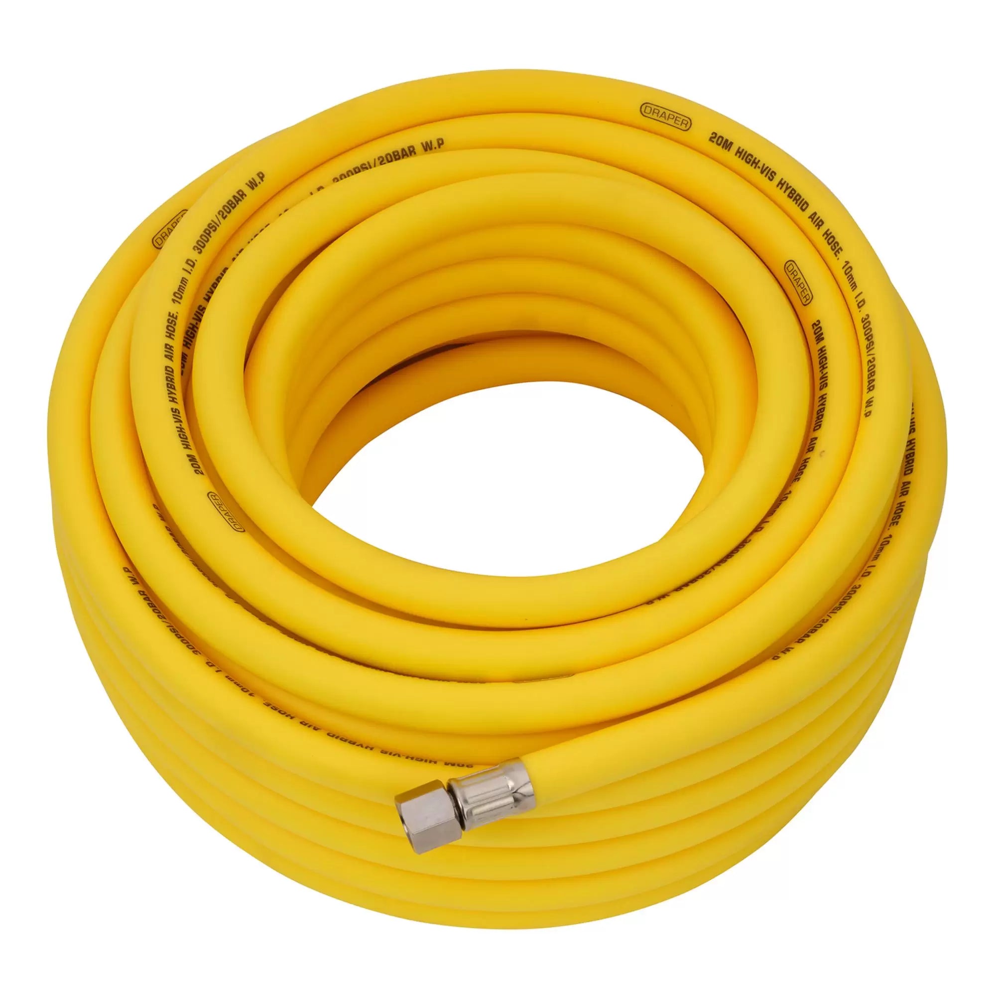 Draper Tools - 31732 - High Visibility Hybrid Air Hose, 20m x 10mm, 1/4" BSP, Yellow