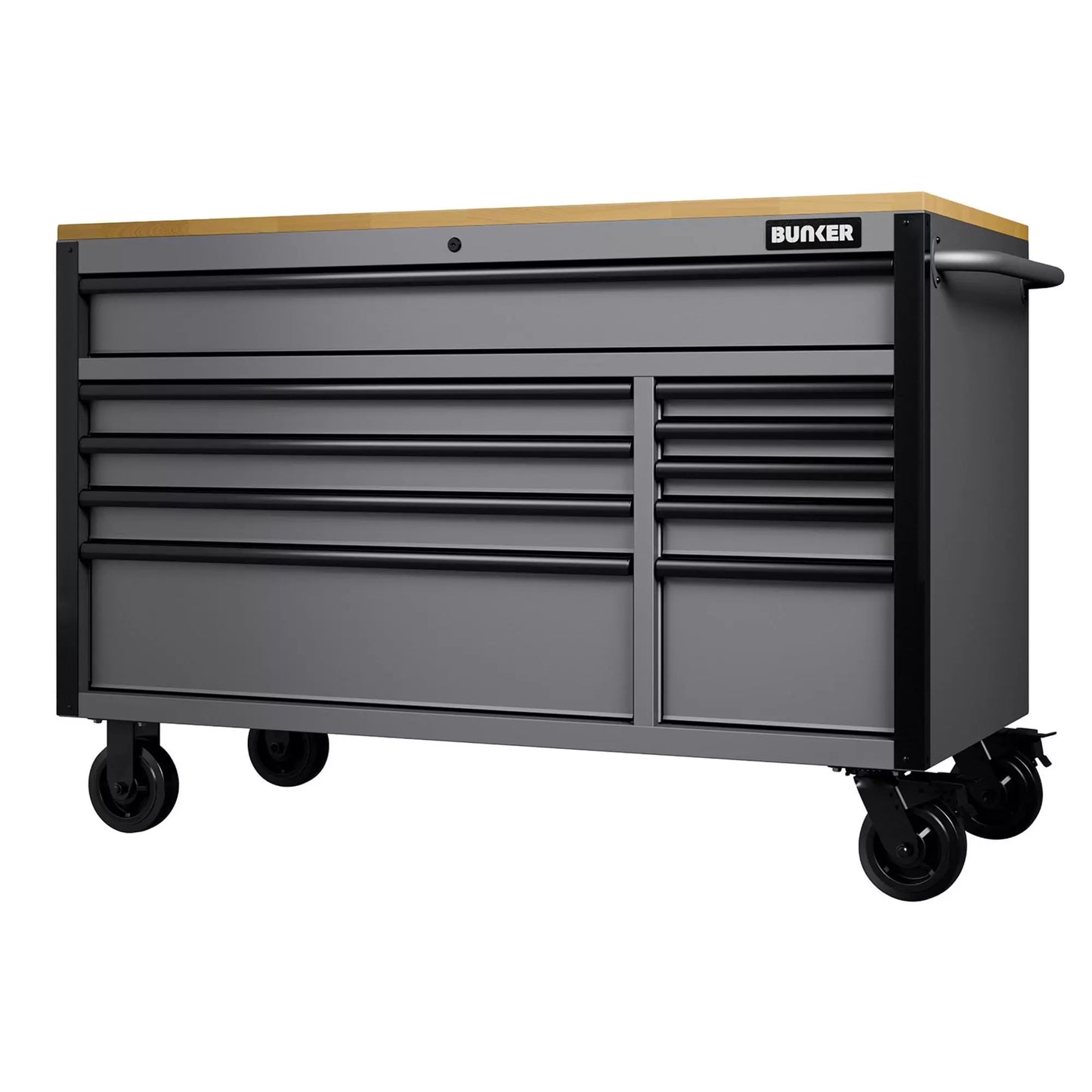 Draper Tools - 31760 - BUNKER 10 Drawer Workbench Roller Tool Cabinet, 56", Light Grey