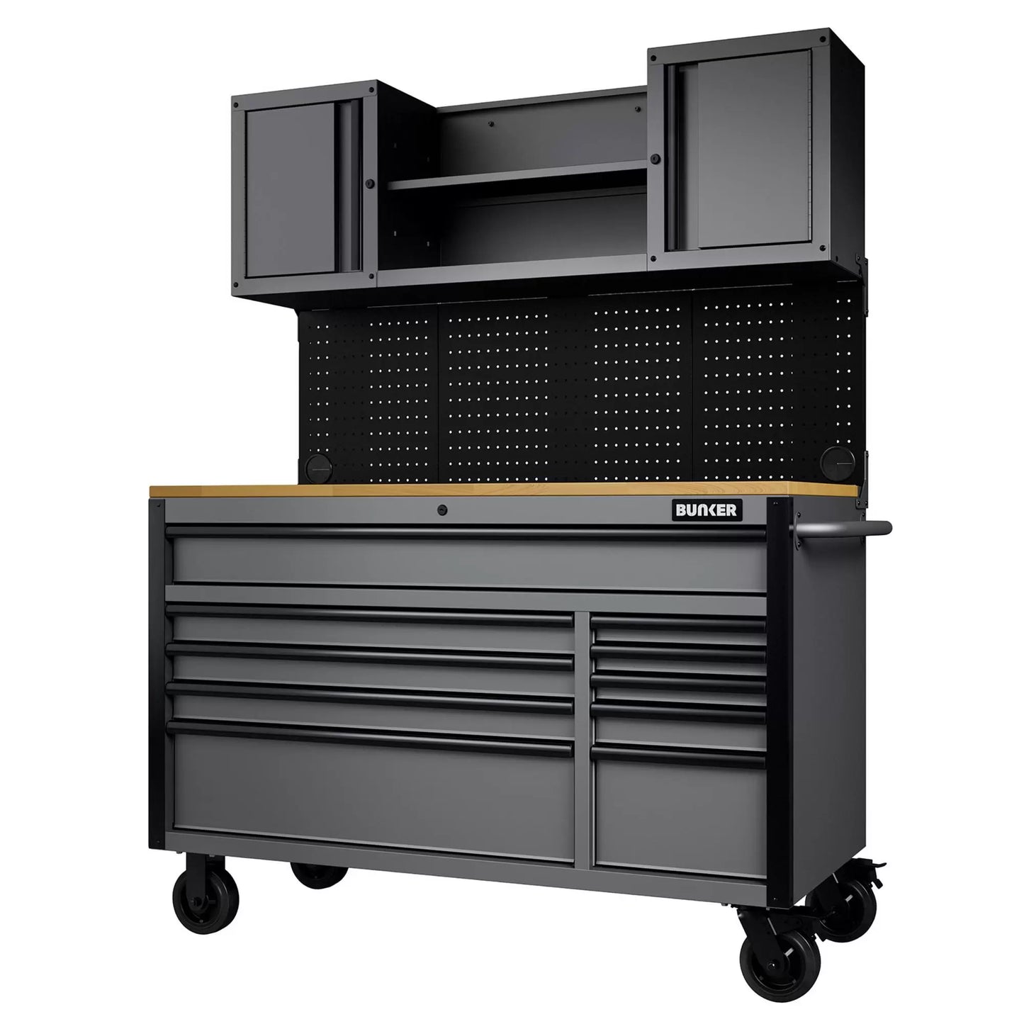 Draper Tools - 31761 - BUNKER 10 Drawer Roller Workstation with Workbench, 56", Light Grey