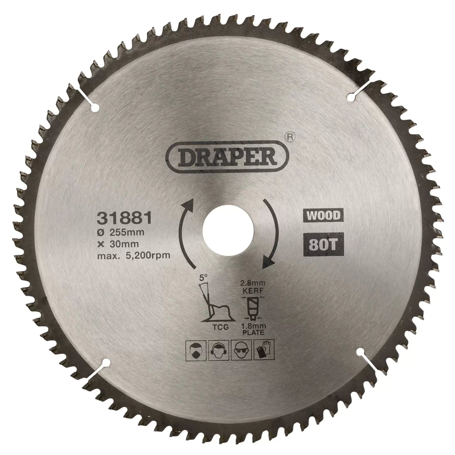 Draper Tools - 31881 - TCT Triple Chip Grind Circular Saw Blade, 255 x 30mm, 80T