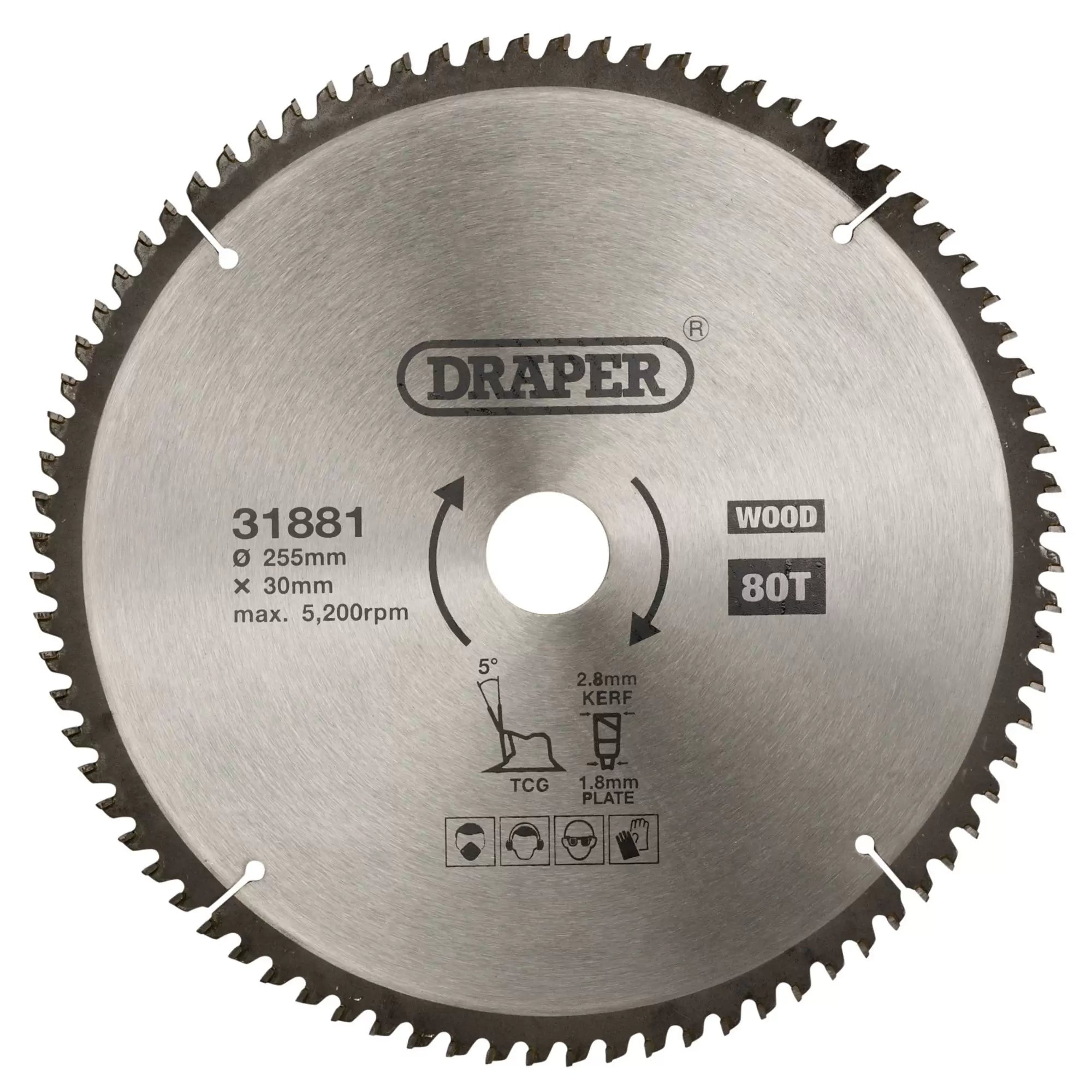 Draper Tools - 31881 - TCT Triple Chip Grind Circular Saw Blade, 255 x 30mm, 80T