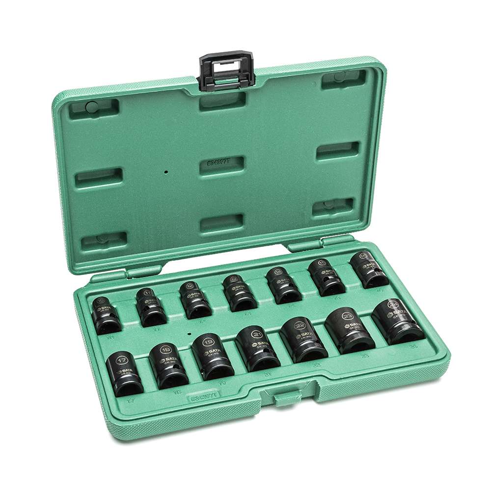 SATA ST34397T 14-Piece 1/2" Drive 6 Point Metric Thin Wall Impact Socket Set