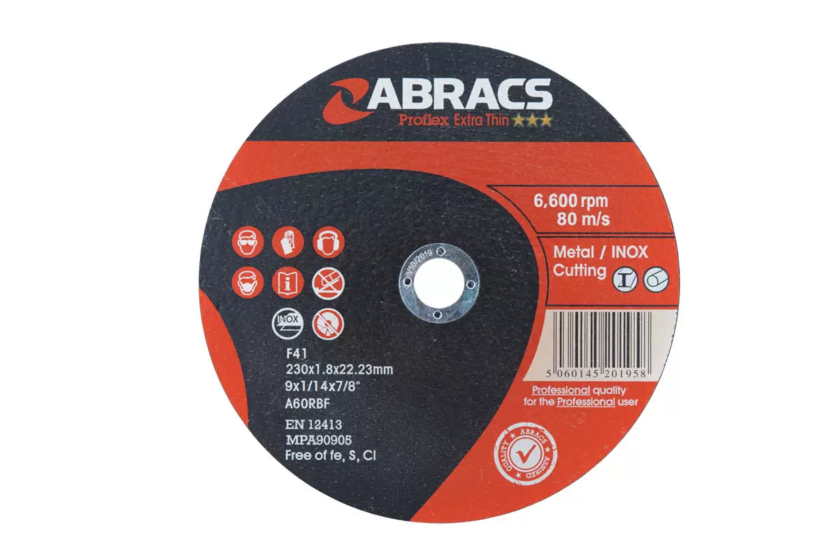 Connect - 32070 - Abracs Extra Thin Flat Cutting Discs 230mm x 1.8mm 5pc