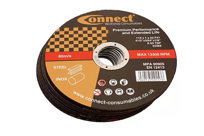 Connect - 32251 - Extra Thin Cutting Discs 115mm x 1.0mm 10pc