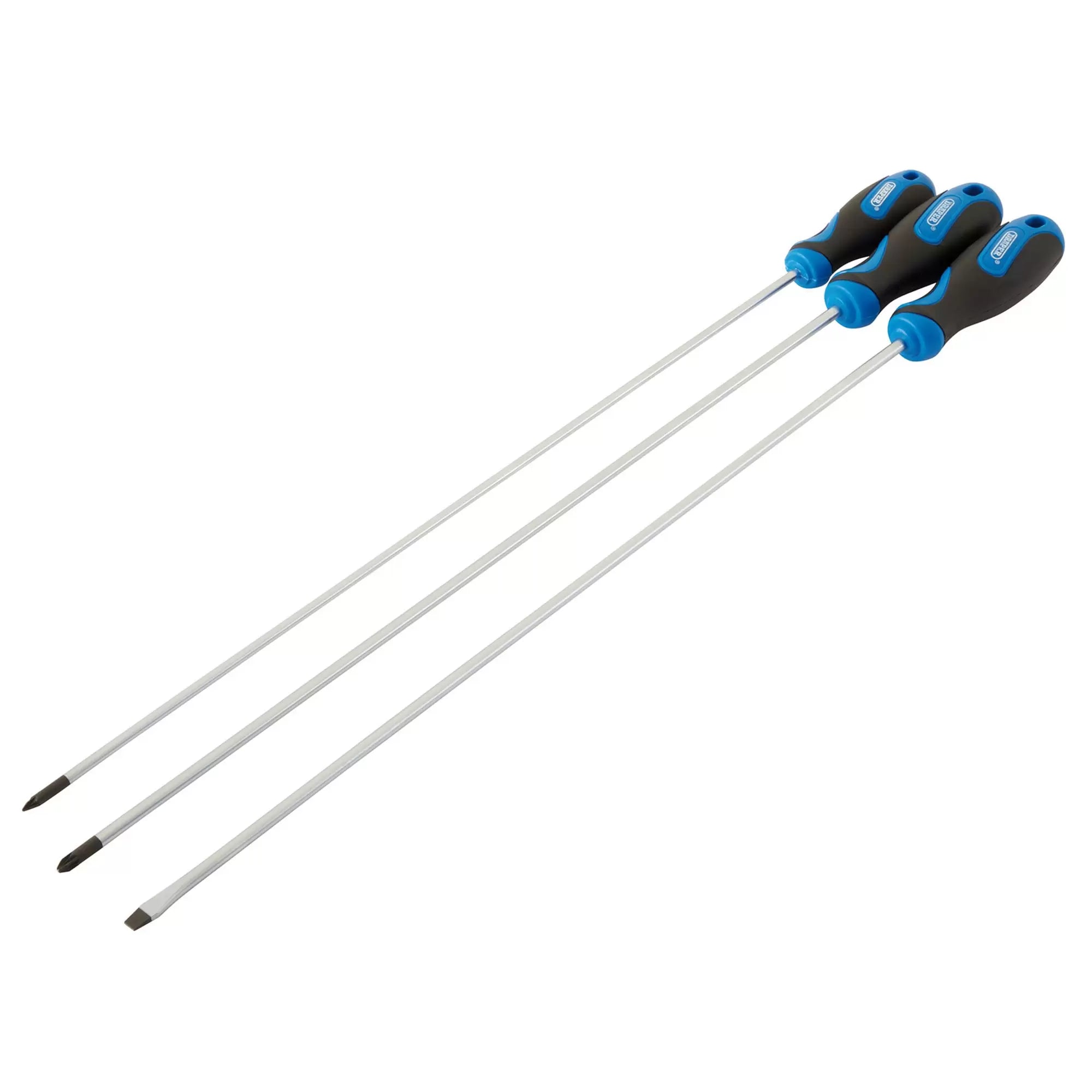 Draper Tools - 32603 - Extra Long Reach Soft Grip Screwdriver Set, 450mm (3 Piece)