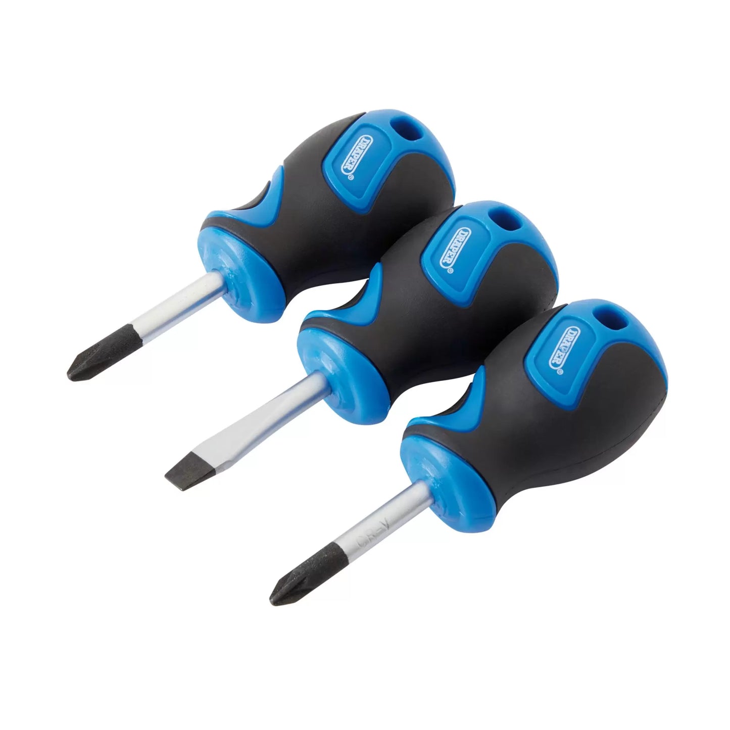 Draper Tools - 32604 - Stubby Soft Grip Screwdriver Set (3 Piece)