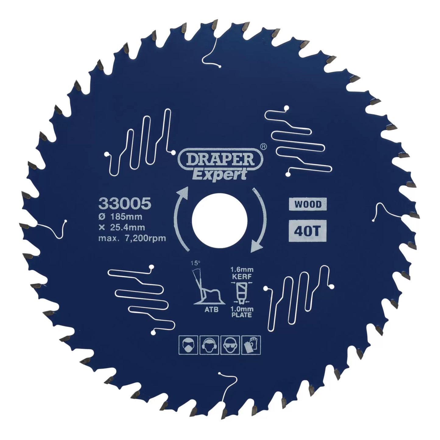 Draper Tools - 33005 - Draper Expert TCT Circular Saw Blade for Wood with PTFE Coating, 185 x 25.4mm, 40T