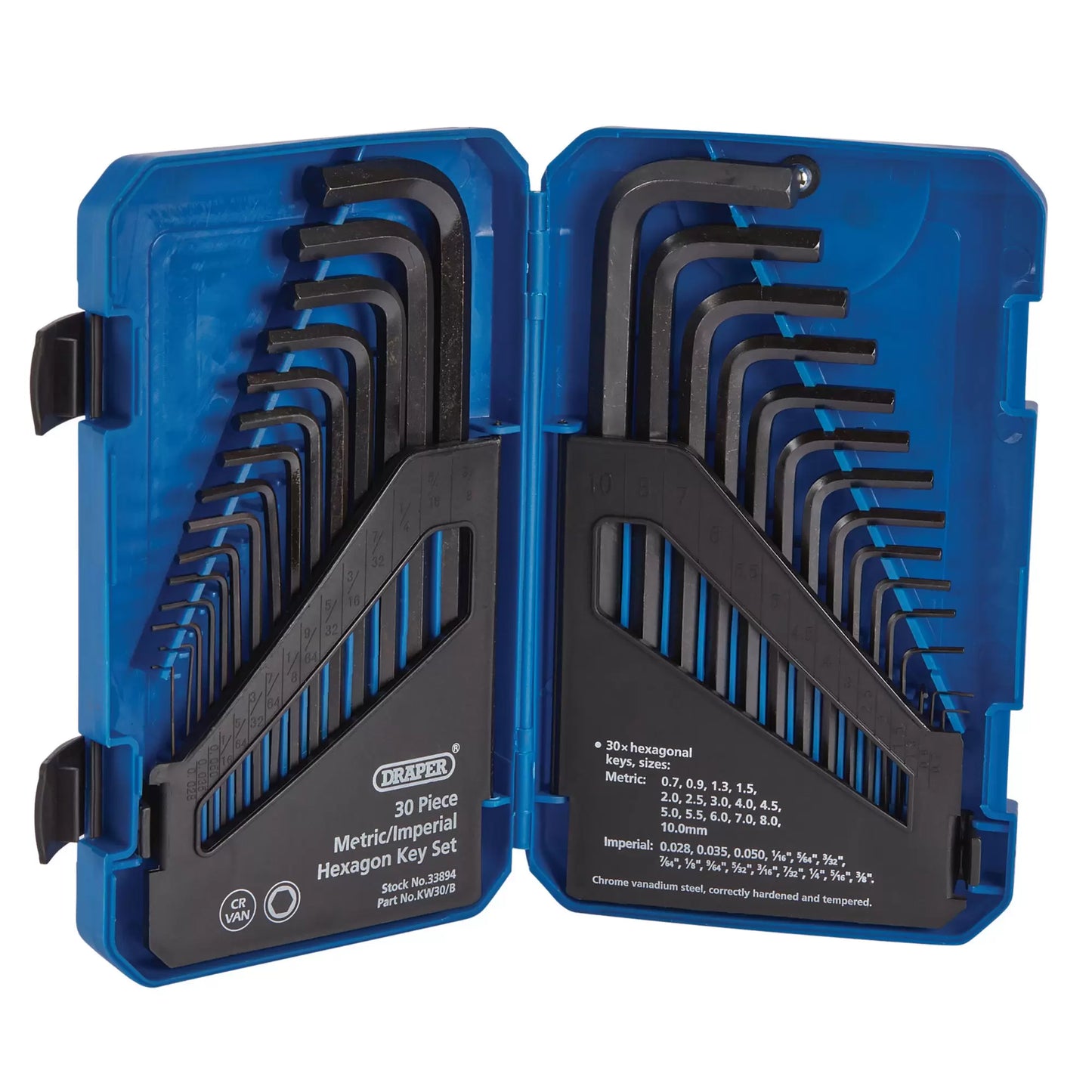 Draper Tools - 33894 - Metric/Imperial Combined Long Pattern Hexagon Key Set (30 Piece)