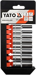 Yato 8-Piece 1/4" Dr Deep Socket Set – 6pt (5.5-10, 12, 13mm) – Plastic Hanger, YT-14431