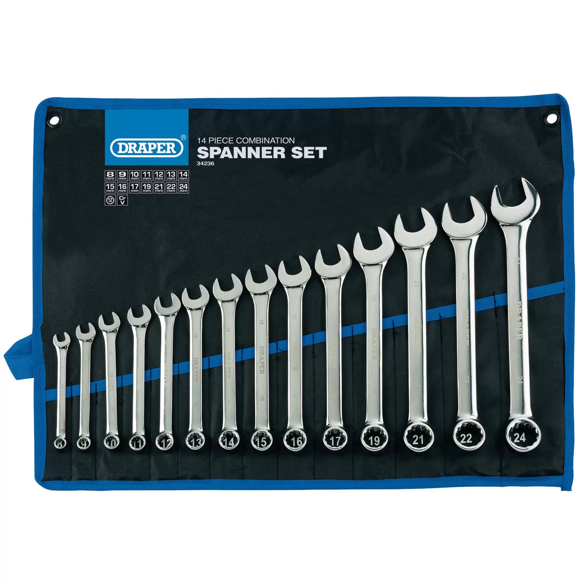 Draper Tools - 34236 - Draper HI-TORQ® Metric Combination Spanner Set (14 Piece)