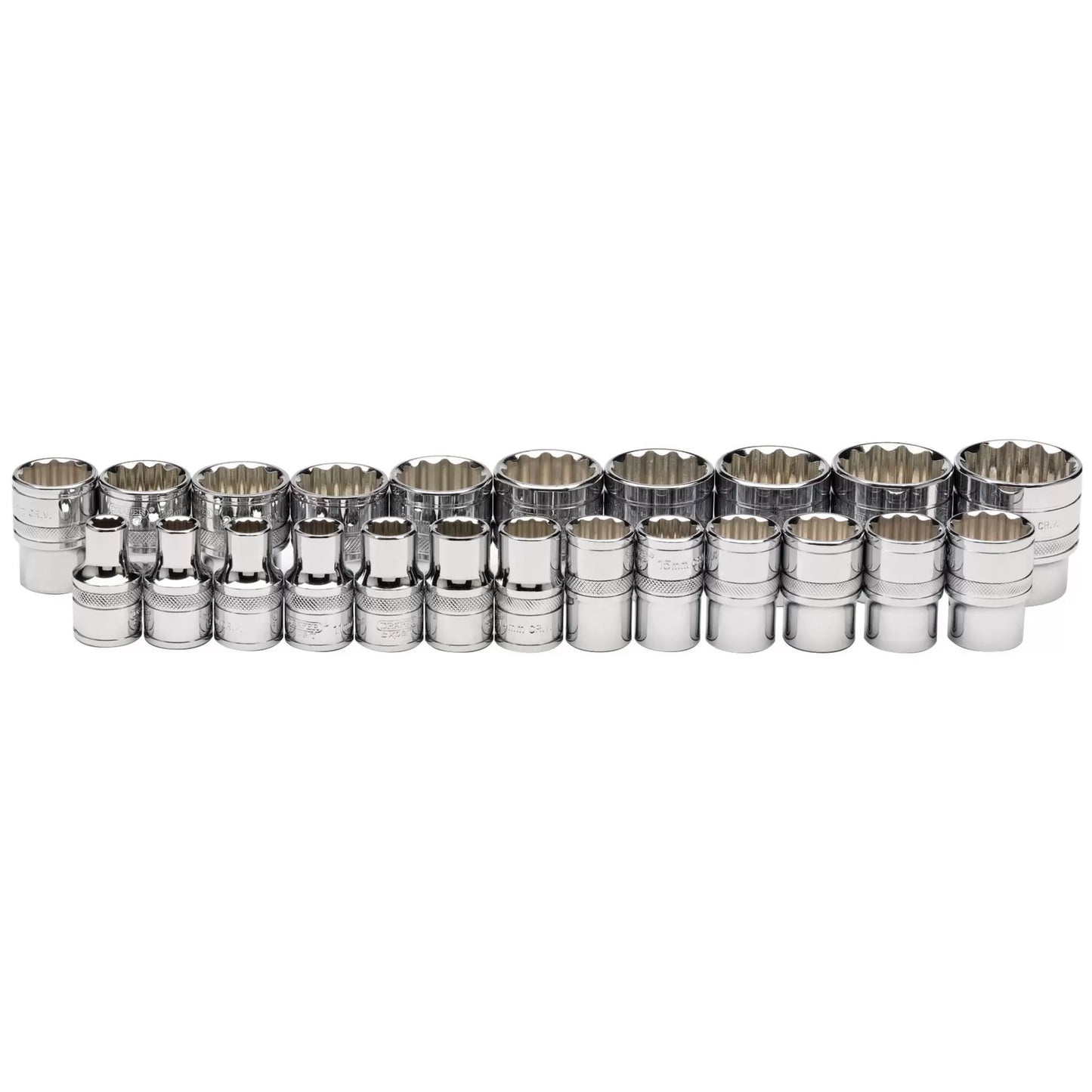Draper Tools - 34561 - Draper Expert Loose Metric Socket Set, 1/2" Sq. Dr., Polished Chrome (23 Piece)