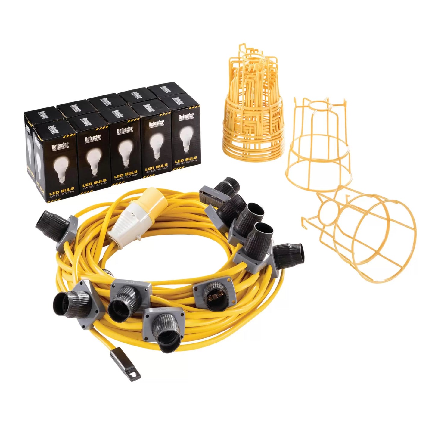 Draper Tools - 34885 - Defender E89811 110V 100W LED ES Festoon Kit, 22m