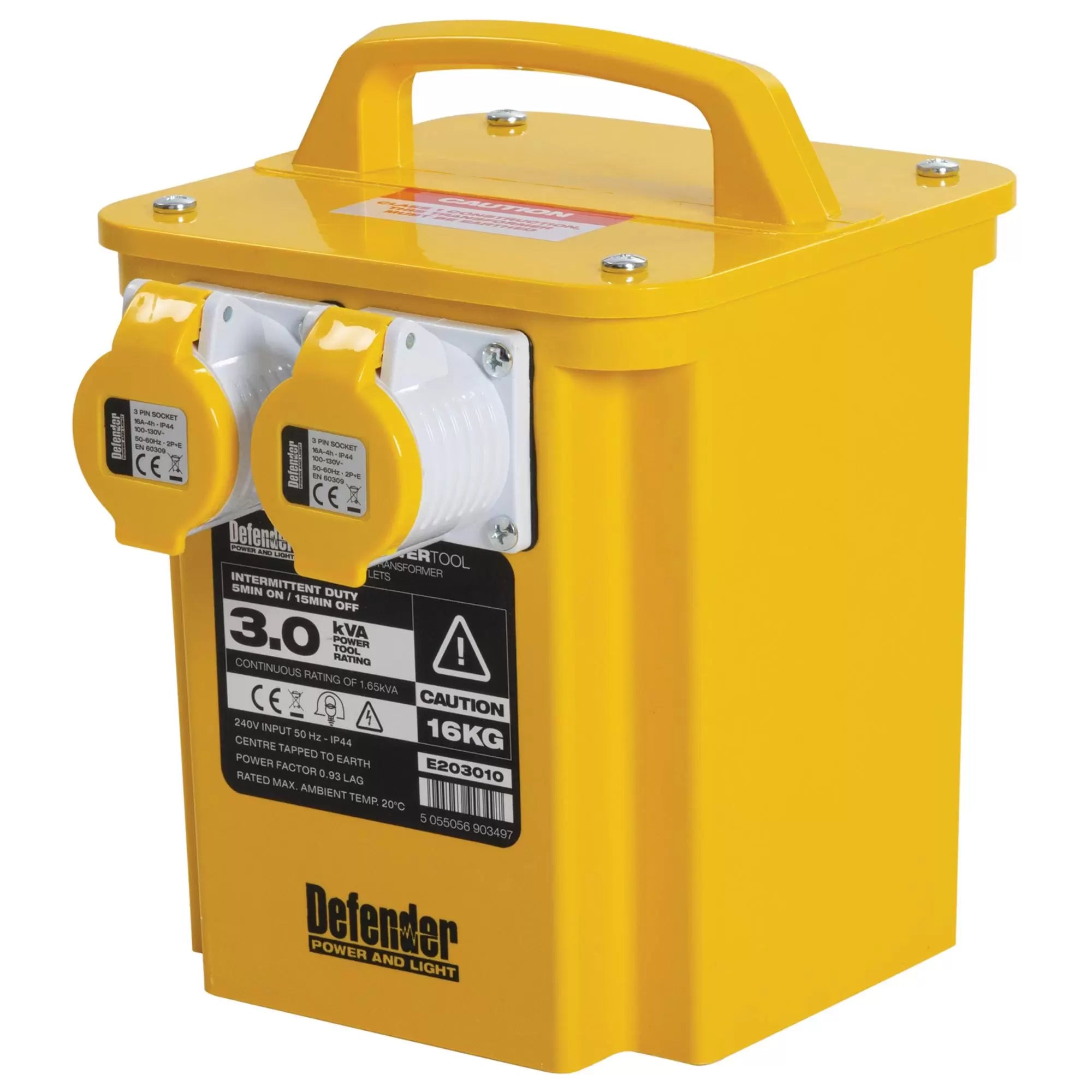 Draper Tools - 35022 - Defender E203010 110V 3kVA Portable Transformer, 16A