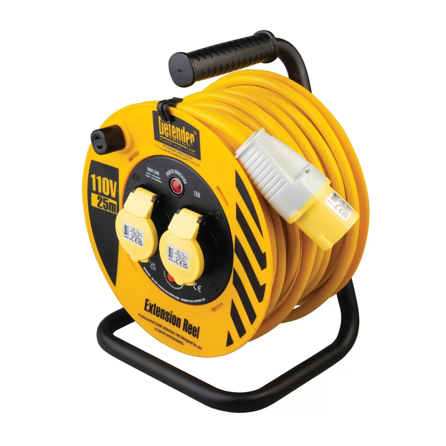 Draper Tools - 35092 - Defender E86450 110V Industrial Cable Reel, 1.5mm&sup2;, 16A, 25m