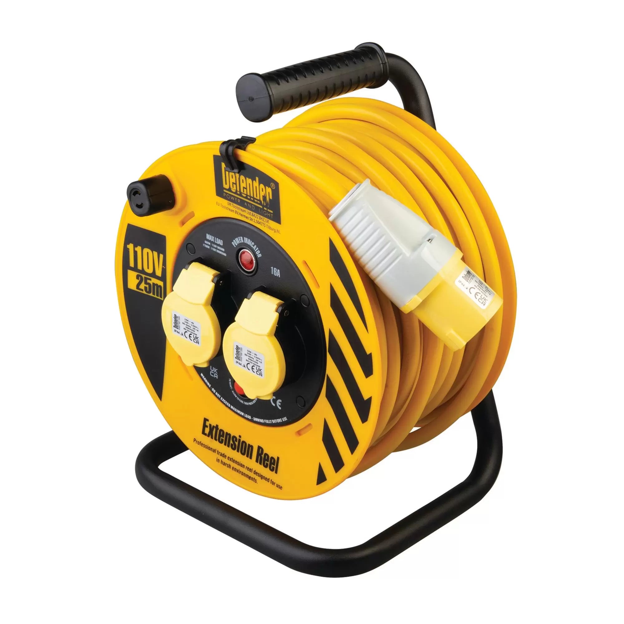 Draper Tools - 35092 - Defender E86450 110V Industrial Cable Reel, 1.5mm&sup2;, 16A, 25m