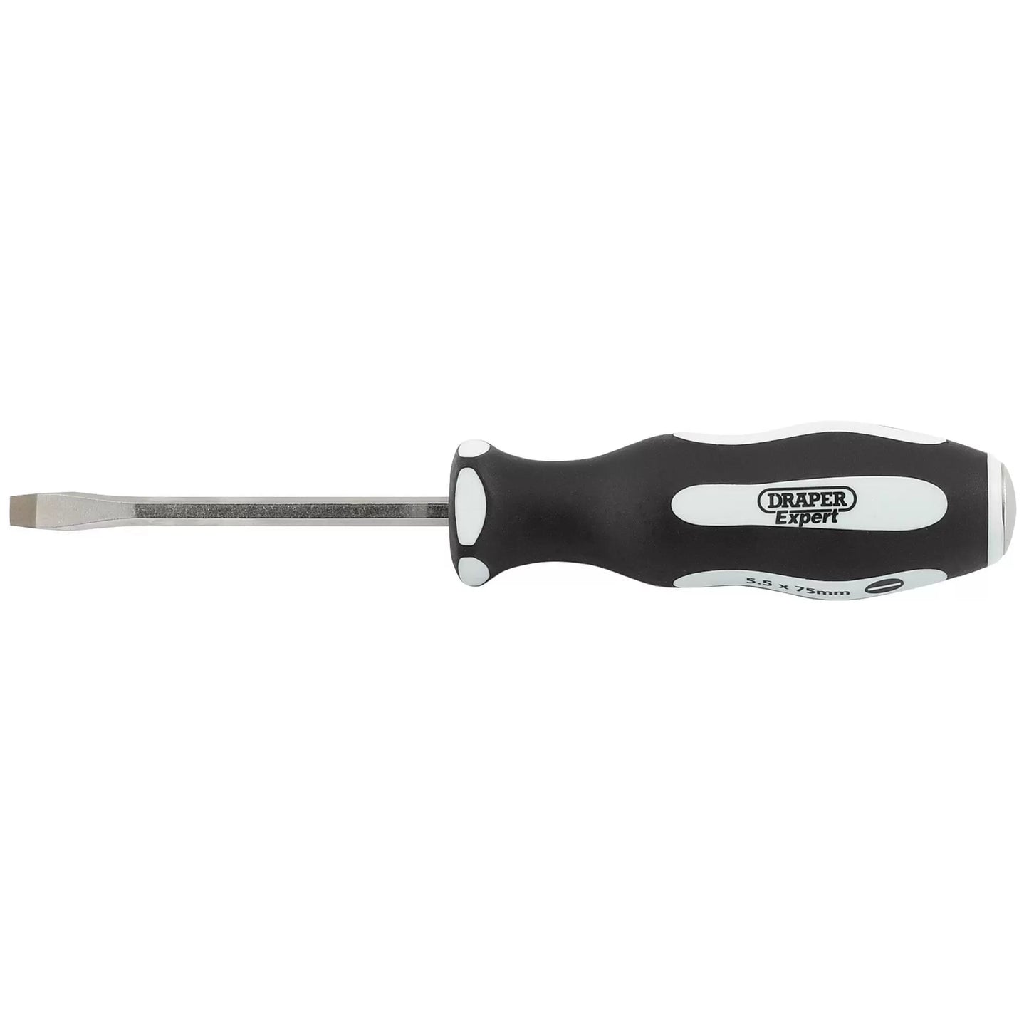 Draper Tools - 35176 - Draper Expert 'Pound Thru' Plain Slot Soft Grip Screwdriver, 5.5 x 75mm