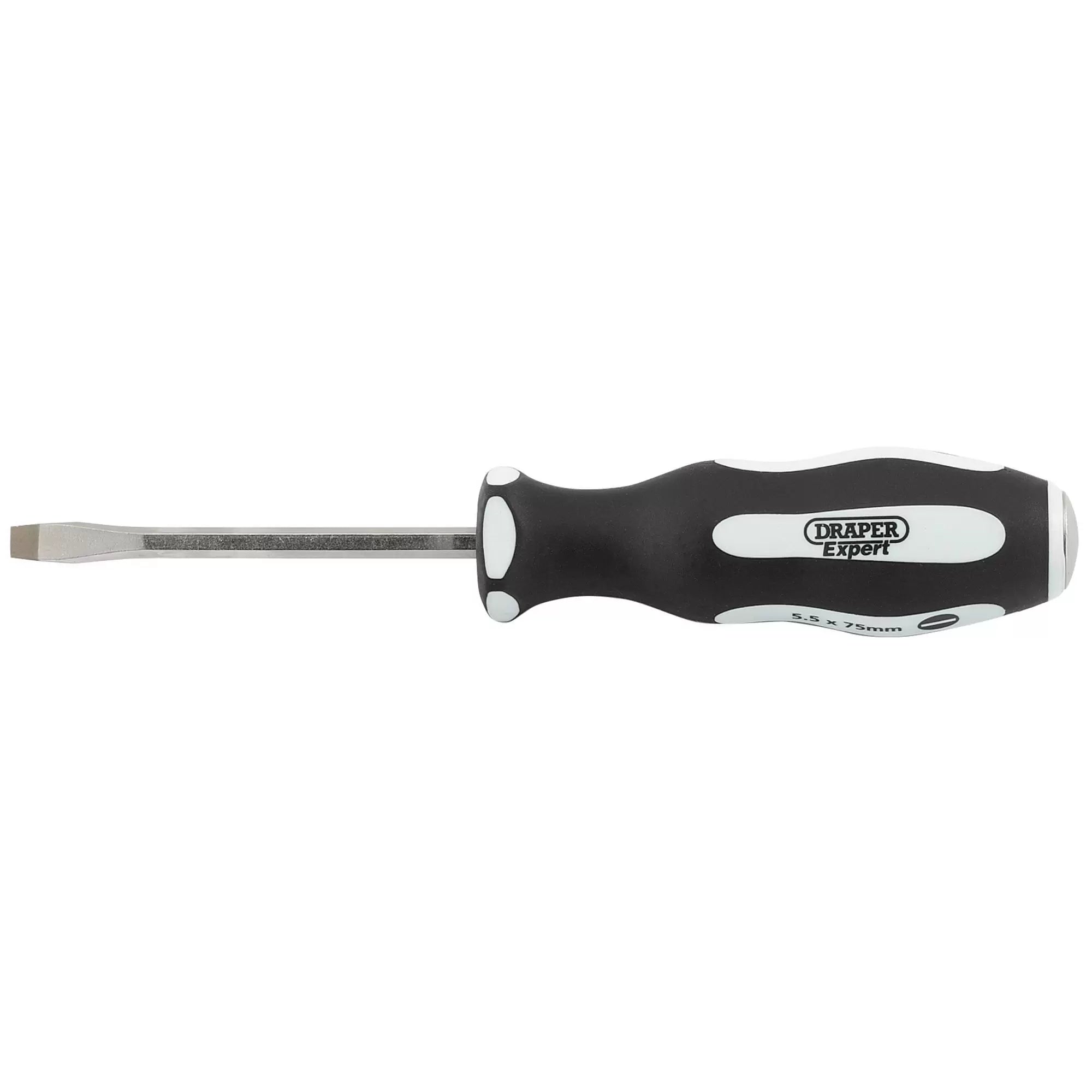 Draper Tools - 35176 - Draper Expert 'Pound Thru' Plain Slot Soft Grip Screwdriver, 5.5 x 75mm