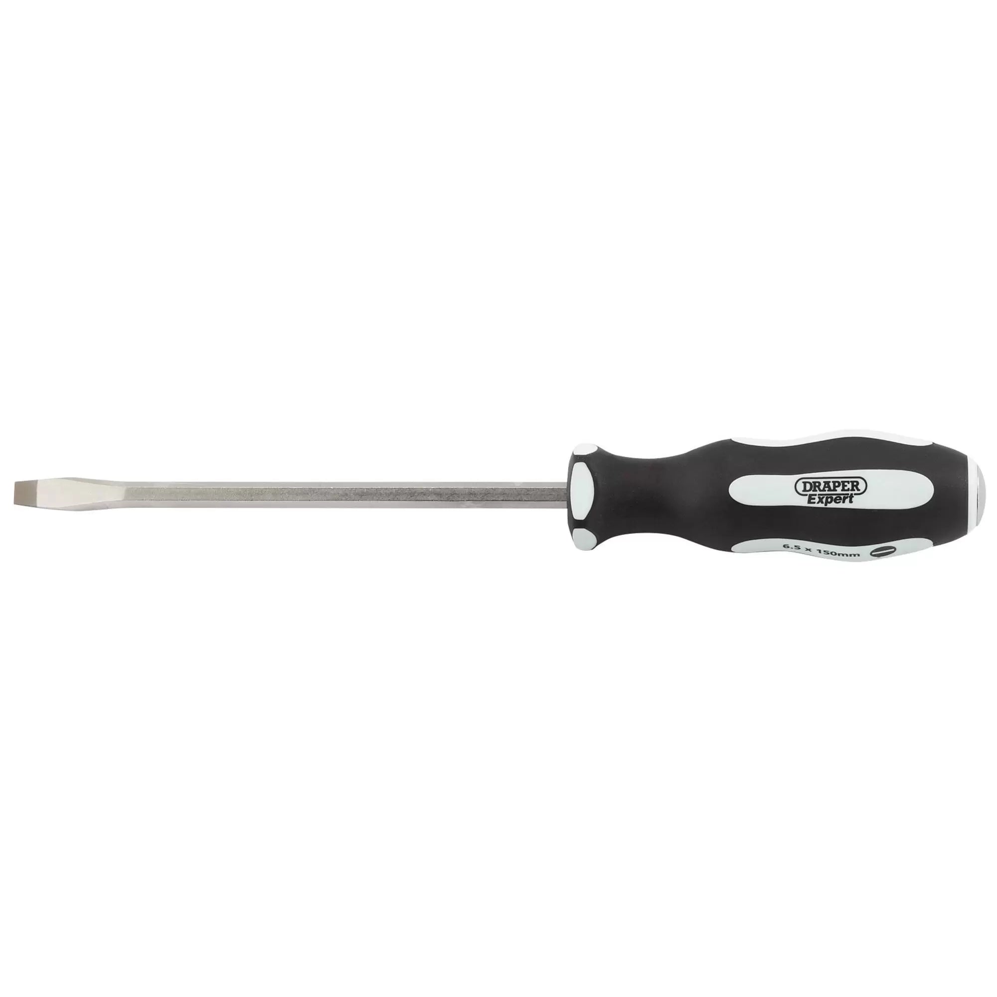 Draper Tools - 35183 - Draper Expert 'Pound Thru' Plain Slot Soft Grip Screwdriver, 6.5 x 150mm