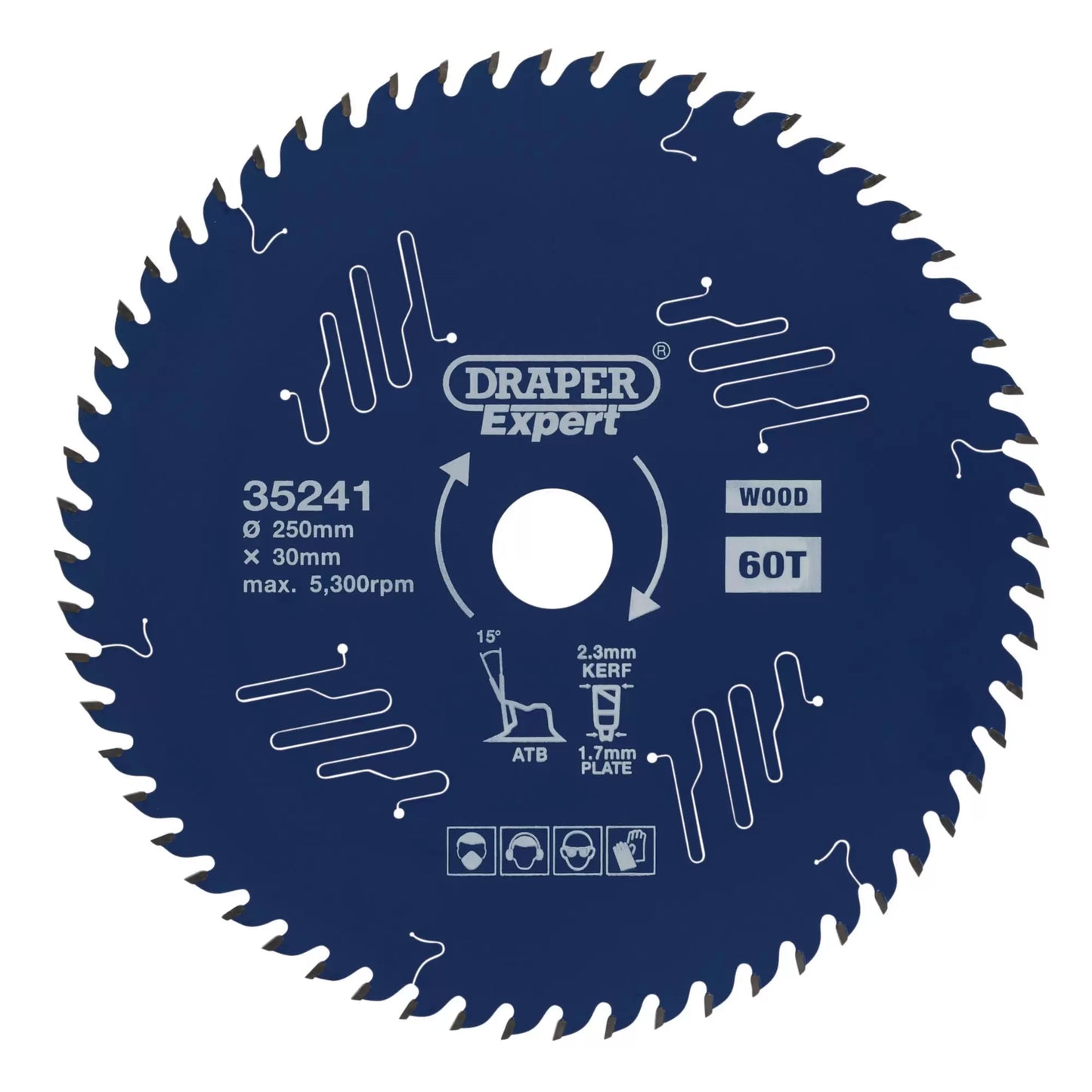 Draper Tools - 35241 - Draper Expert TCT Circular Saw Blade for Wood with PTFE Coating, 250 x 30mm, 60T
