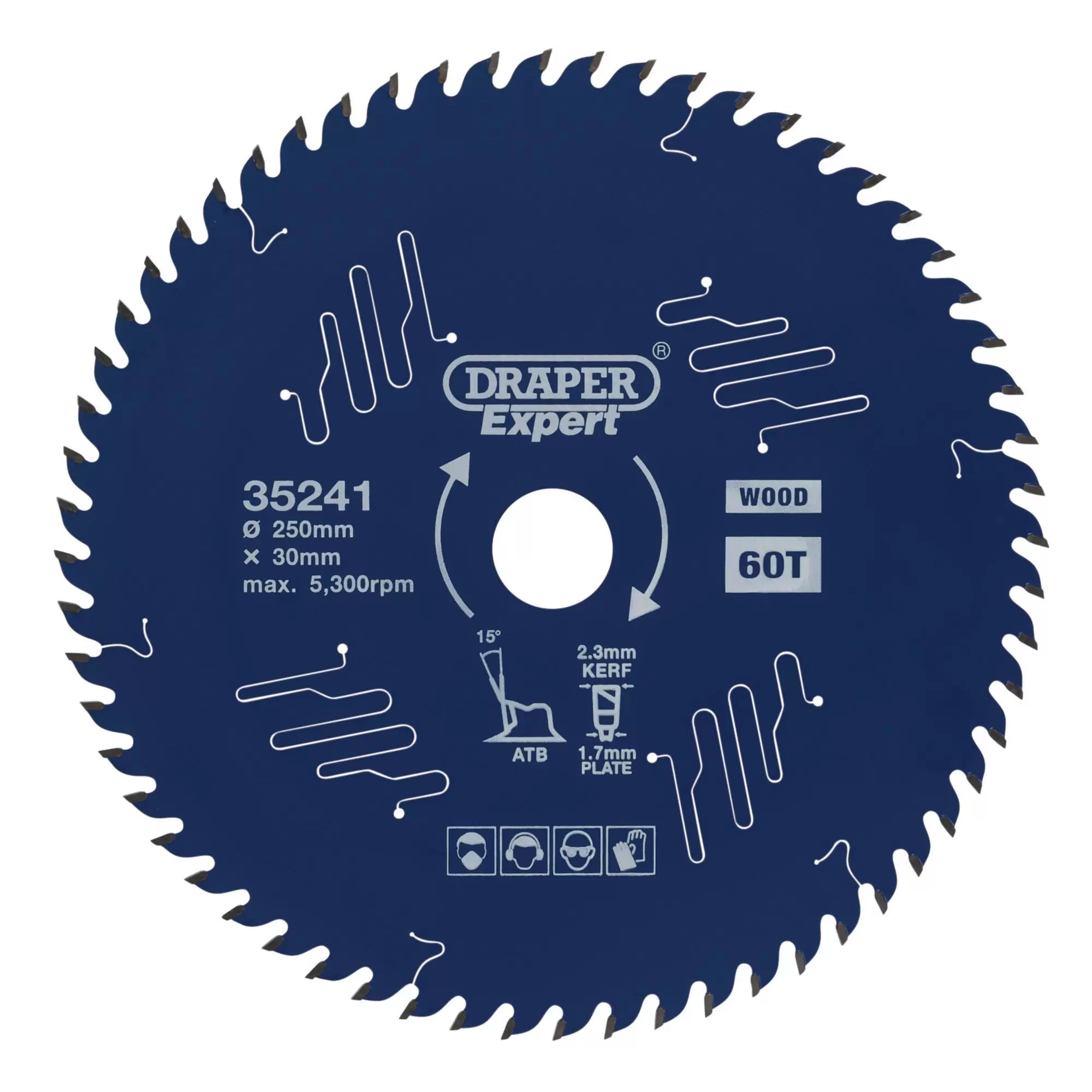 Draper Tools - 35241 - Draper Expert TCT Circular Saw Blade for Wood with PTFE Coating, 250 x 30mm, 60T
