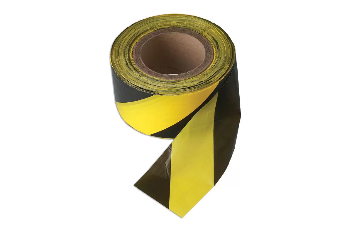 Connect - 35364 - Black & Yellow Barrier Tape 75mm x 500m Non Adhesive 1pc