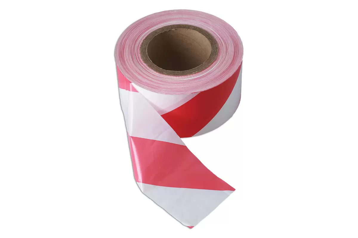 Connect - 35365 - Red & White Barrier Tape 75mm x 500m Non Adhesive 1pc