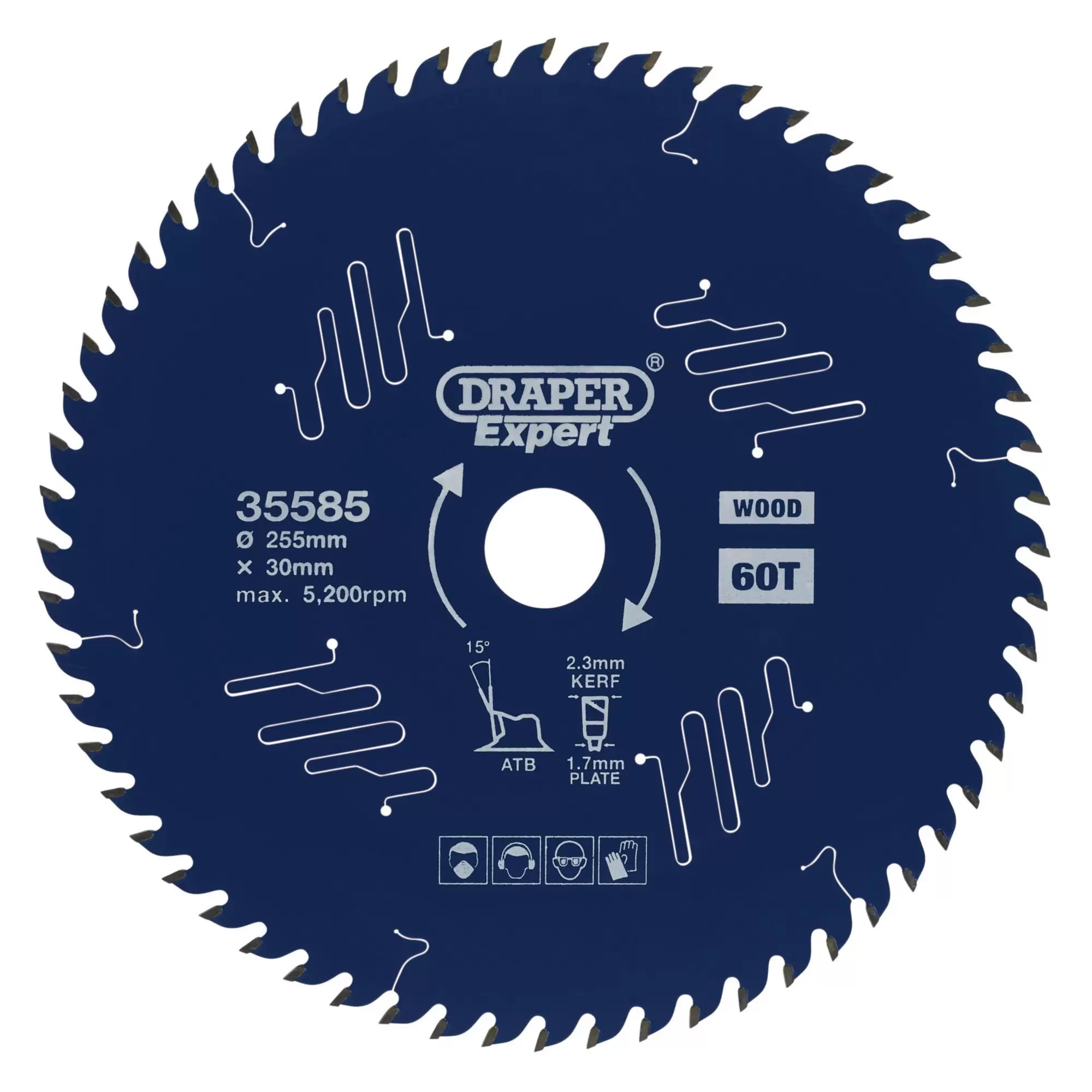 Draper Tools - 35585 - Draper Expert TCT Circular Saw Blade for Wood with PTFE Coating, 255 x 30mm, 60T