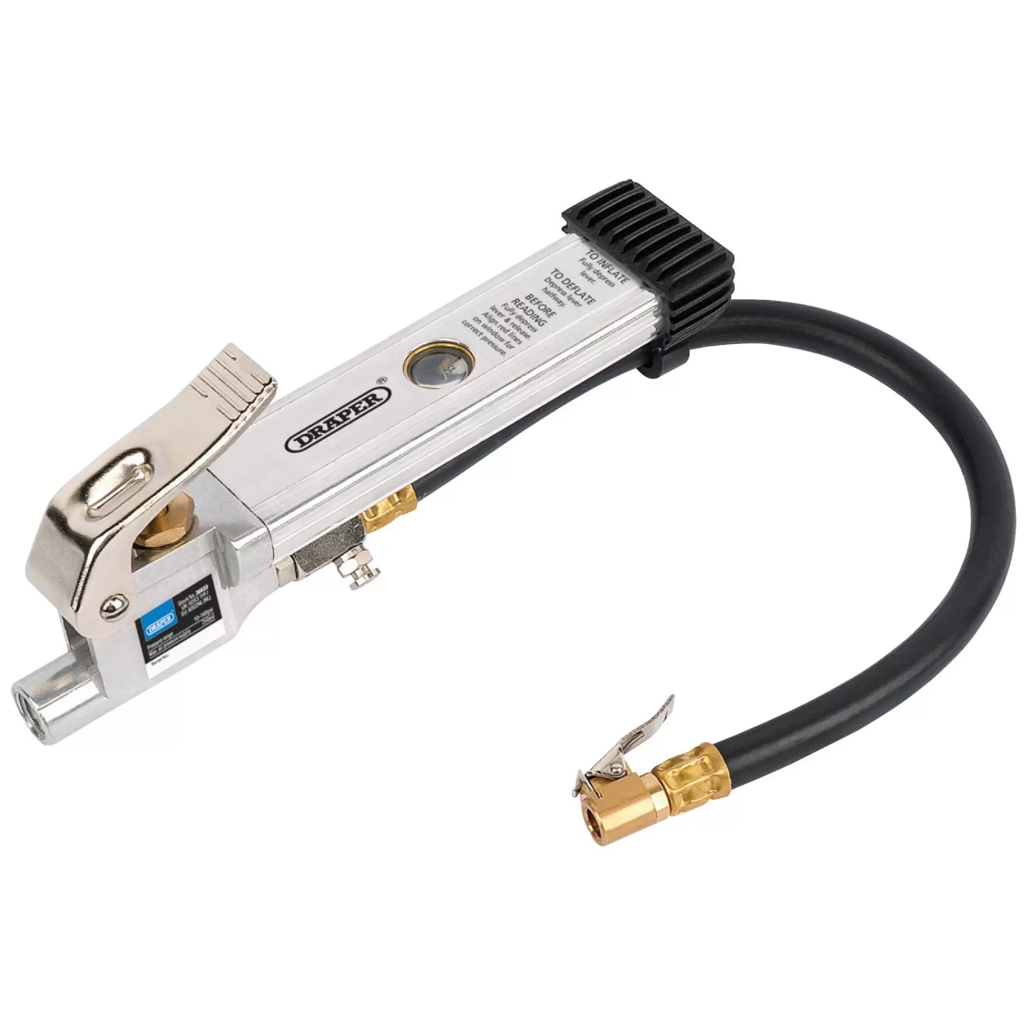 Draper Tools - 36633 - Air Line Inflator with Open Ended Clip On Connector