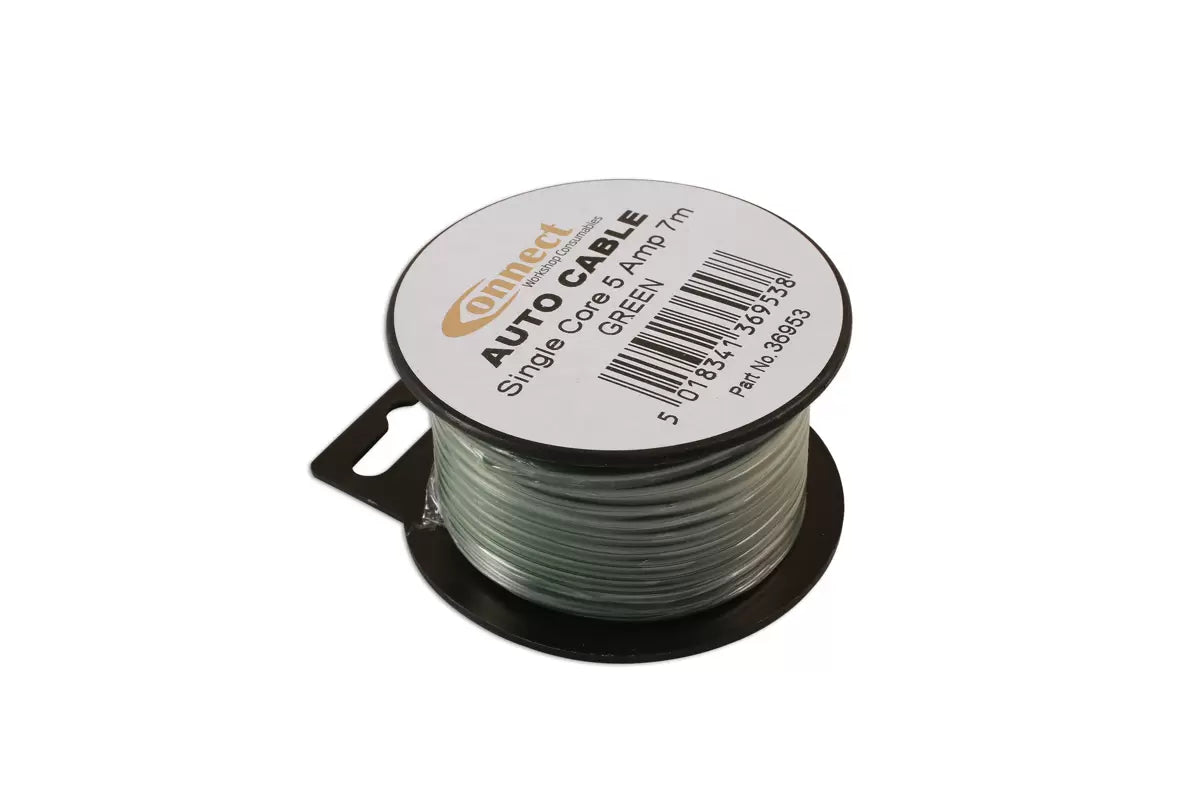 Connect - 36953 - Green Single Core Auto Cable 9/0.30 7m