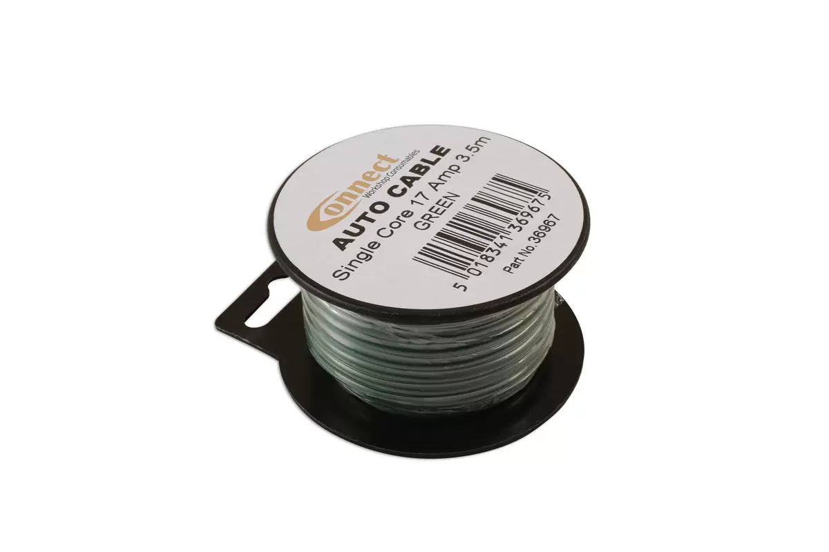 Connect - 36967 - Green Single Core Auto Cable 28/0.30 3.5m