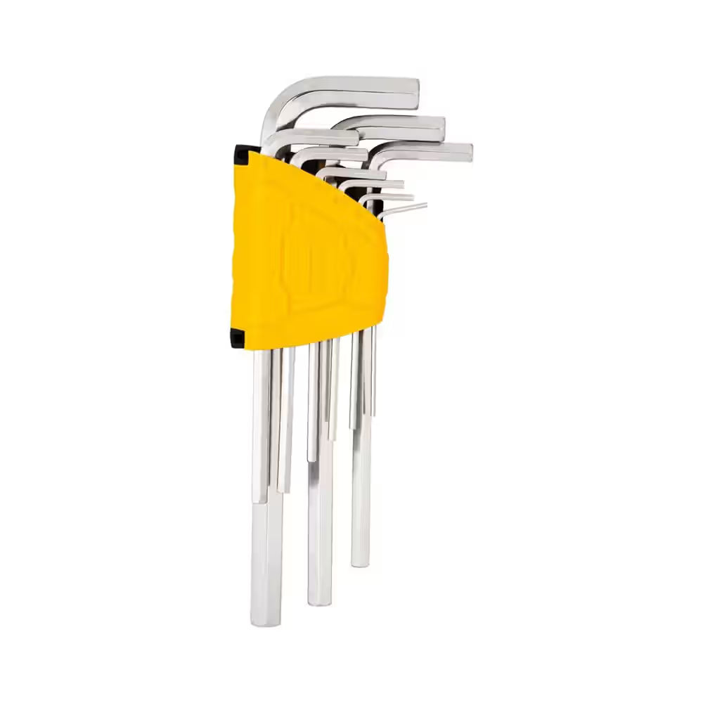 Deli Long Flat End Hex Key Set, Used for Hard-to-Reach Fasteners - Set of 9-Piece