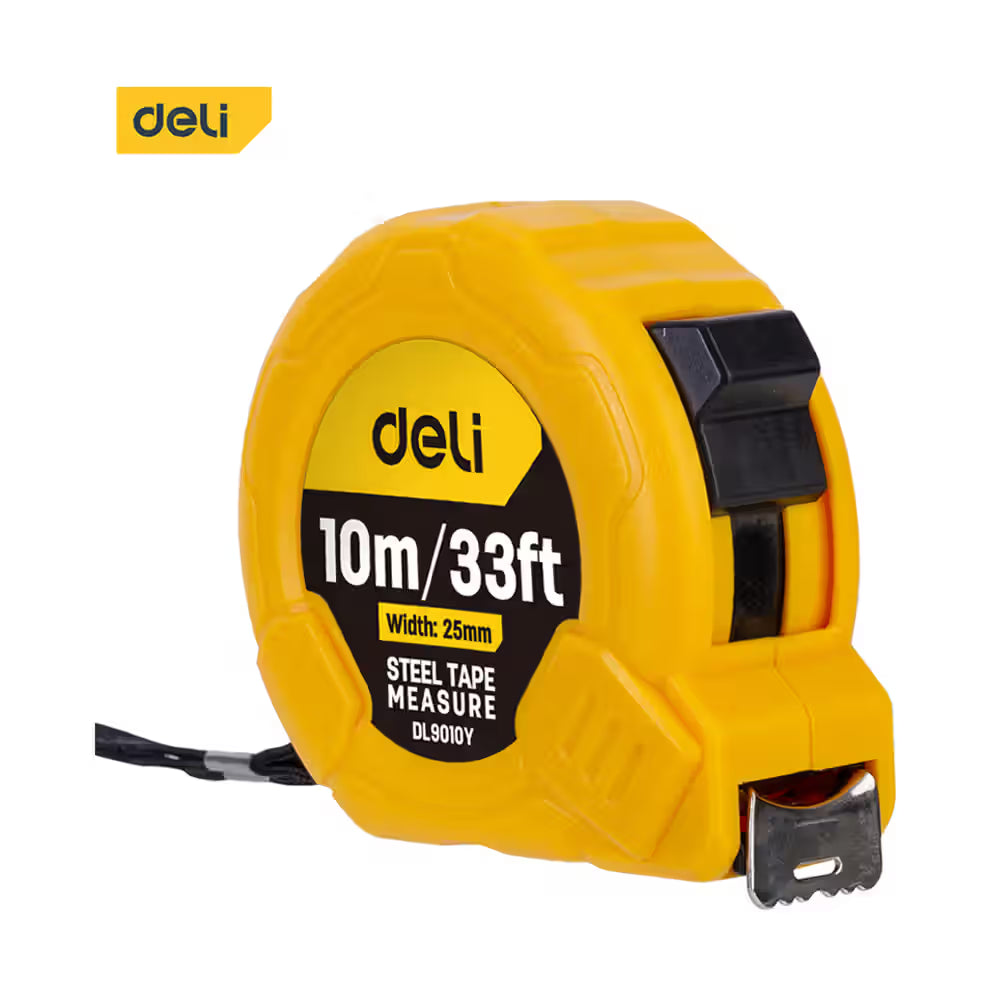 Deli Measuring Tape, 10m x 25mm, Used for Construction & Site Measurements