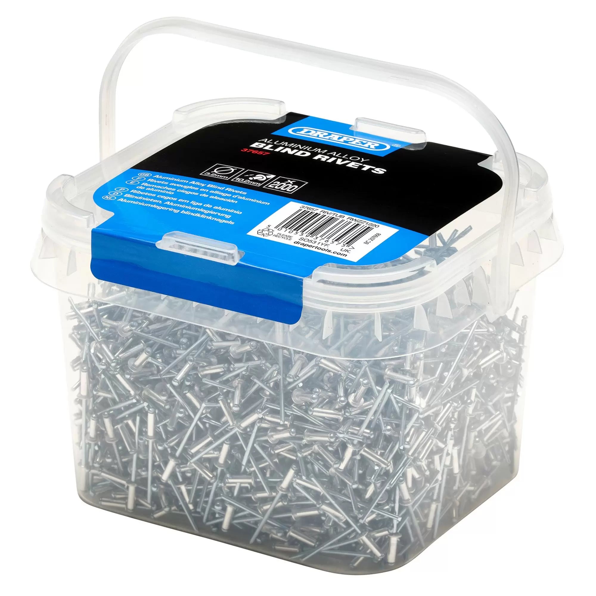 Draper Tools - 37657 - Blind Rivets, 3.2 x 10.2mm (Tub of 2000)