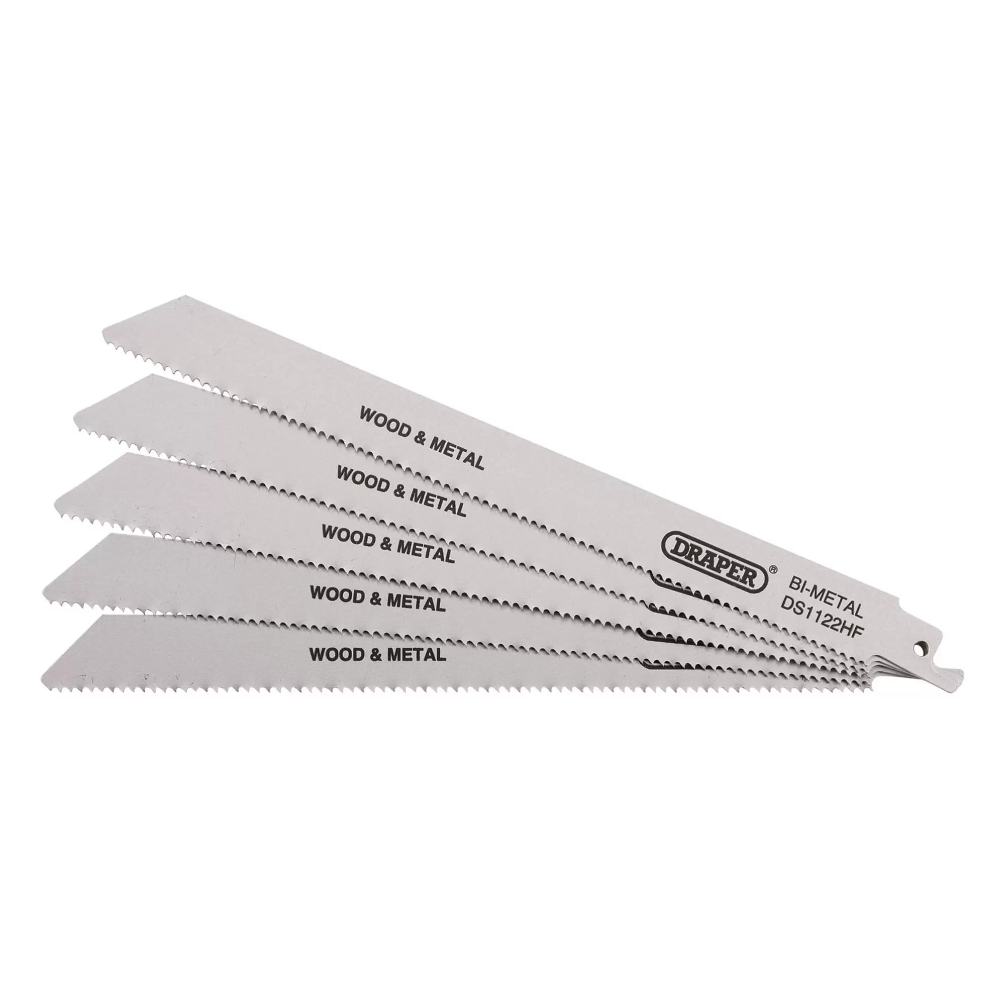 Draper Tools - 38754 - Bi-metal Reciprocating Saw Blades for Multi-Purpose Cutting, 225mm, 10tpi (Pack of 5)