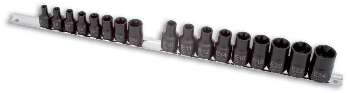 Laser - 3930 - Impact Star Socket Set 3/8"D, 1/2"D 17pc