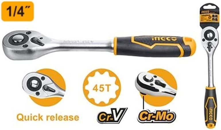 INGCO 1/4-Inch Drive Ratchet Wrench with 72-Tooth Gear – HRTH0814