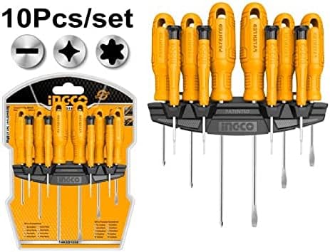 INGCO 10-Piece Professional Screwdriver Set with Storage Rack – HKSD1058